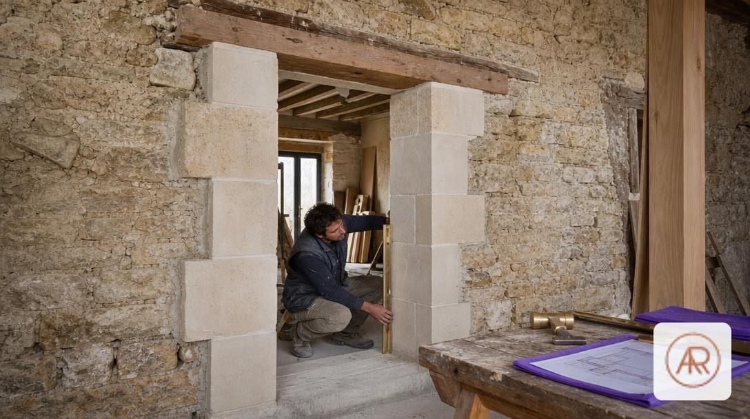 Ouverture dans un mur en pierre porteur avec linteau posé, prix ouverture mur porteur